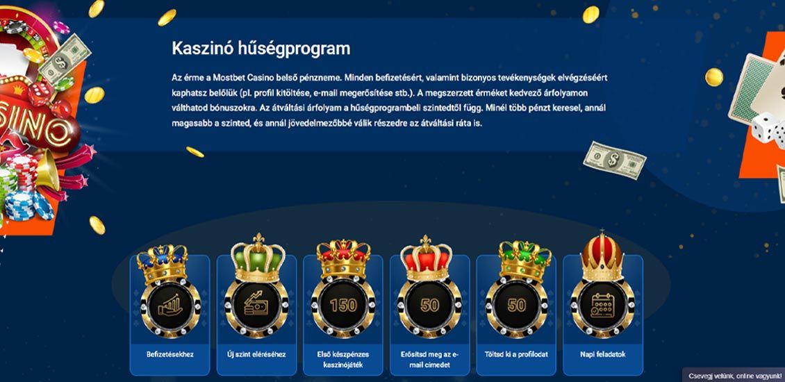 Kaszinó hűségprogram Mostbet Casino