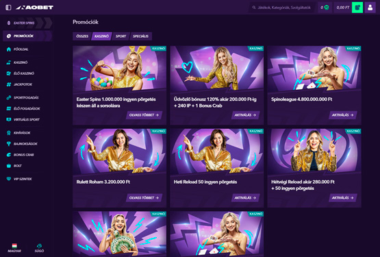 Naobet Kaszinó bónuszokat