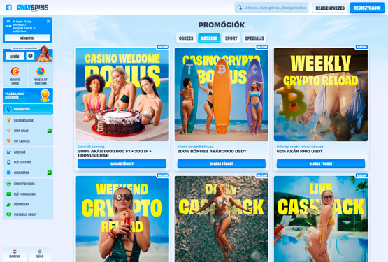 OnlySpins Kaszinó bónuszokat