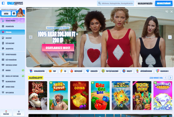 OnlySpins Kaszinó főoldal