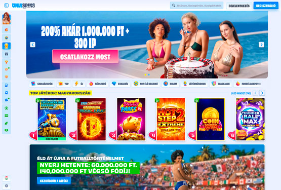 OnlySpins Kaszinó főoldal