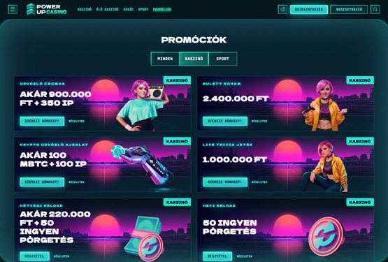 PowerUp Casino bónuszokat