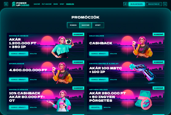 PowerUp Casino bónuszokat