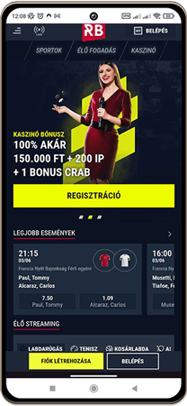 Rabona Casino főoldal mobilon