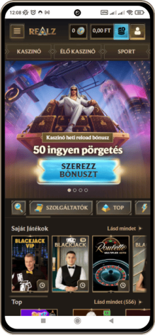 Realz kaszinó főoldal mobilon