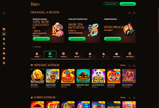 Ritzo Kaszinó főoldala