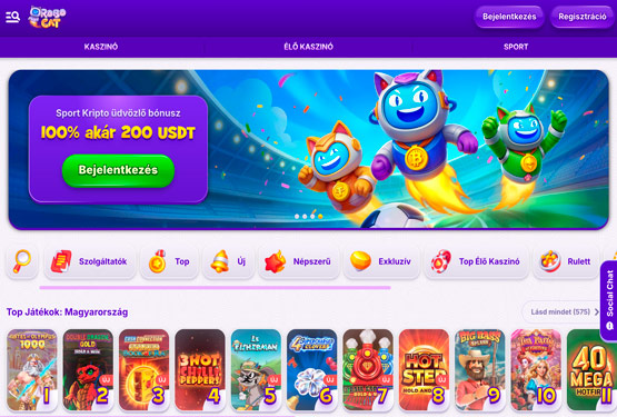 Robocat Kaszinó főoldal