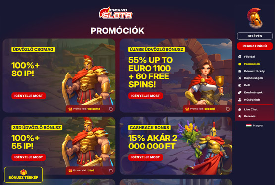 Slota Casino bónuszokat