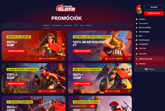 Slota Casino bónuszokat