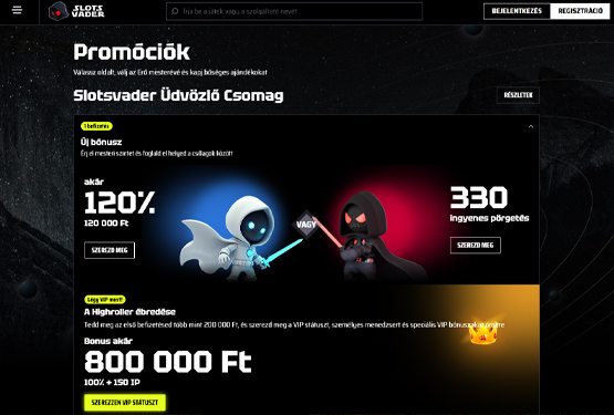 SlotsVader Kaszinó bónuszokat