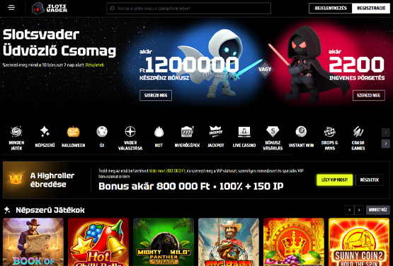 SlotsVader Kaszinó főoldal