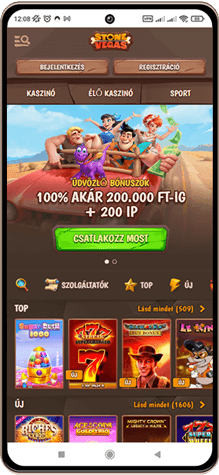 Stonevegas kaszinó főoldal mobilon