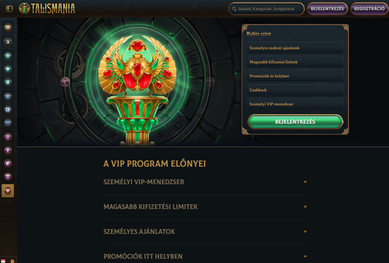 Talismania Kaszinó VIP program
