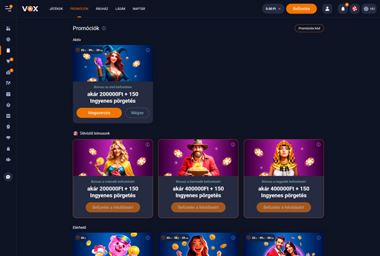 Vox Casino bónuszokat