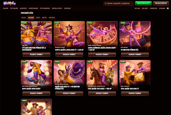 WestAce Kaszinó bónuszokat