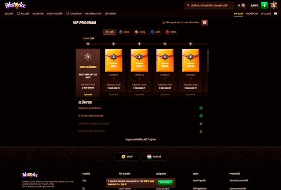 WestAce Kaszinó VIP