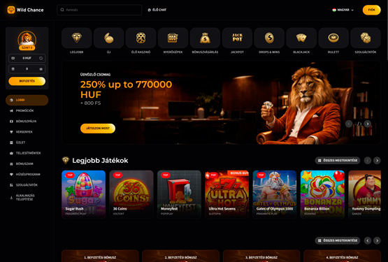 Wild Chance Casino főoldal