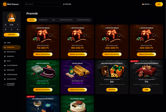 Wild Chance Casino bónuszokat