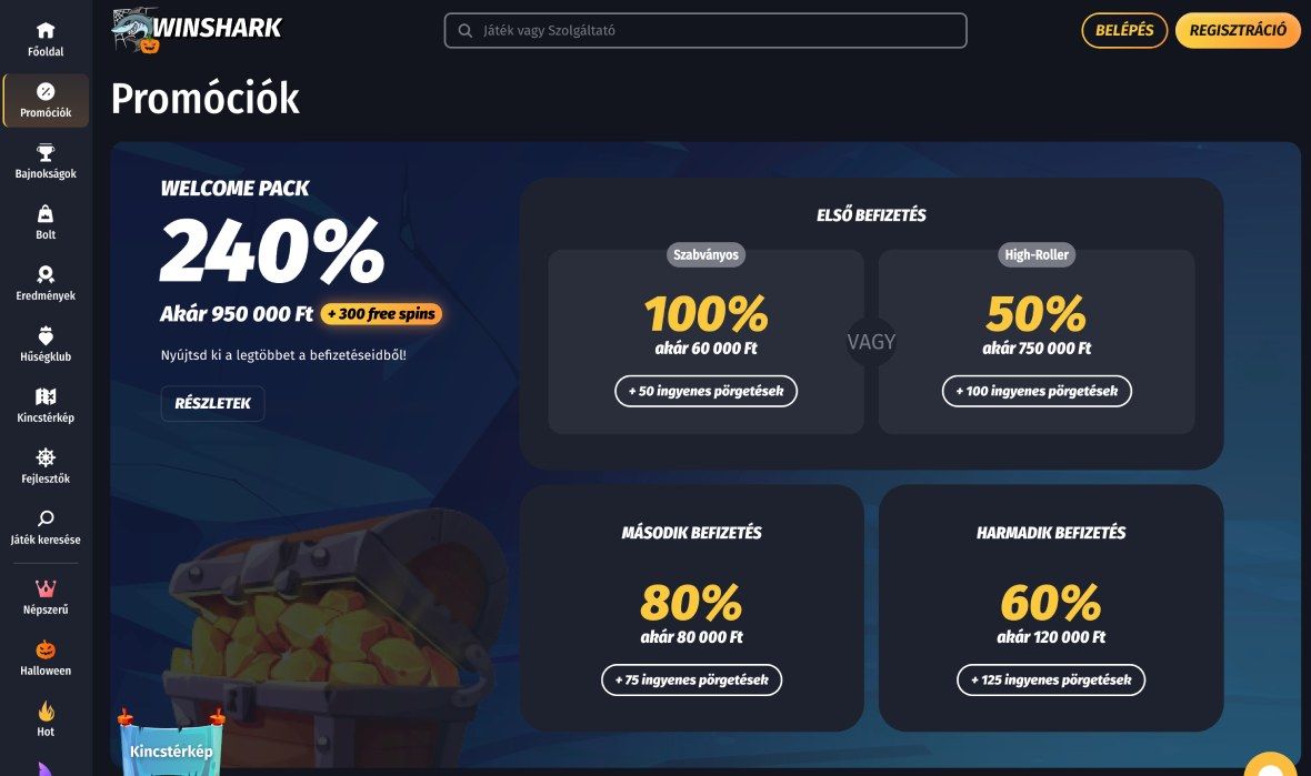 Winshark Casino bónusz oldal