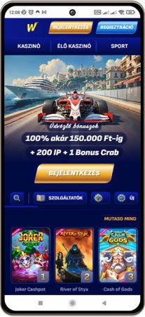 A Wonaco Casino mobil képernyőjének képe