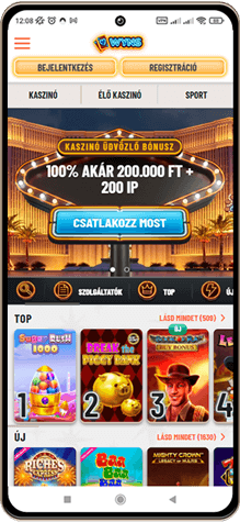 Wyns kaszinó főoldal mobilon