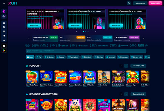 Xon.bet Kaszinó főoldal