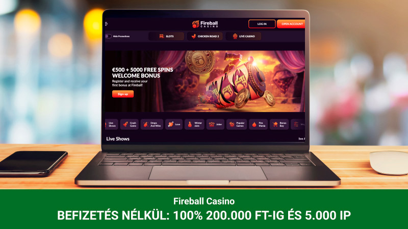 Fireball Casino főoldal
