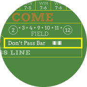 Don't pass bets - online craps