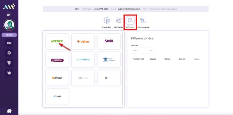 Neteller: Pénzfelvétel a kaszinóból - 2 lépés