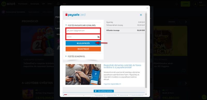 Paysafecard útmutató: hogyan lehet Paysafecard-dal befizetni egy kaszinóba? - 4. lépés