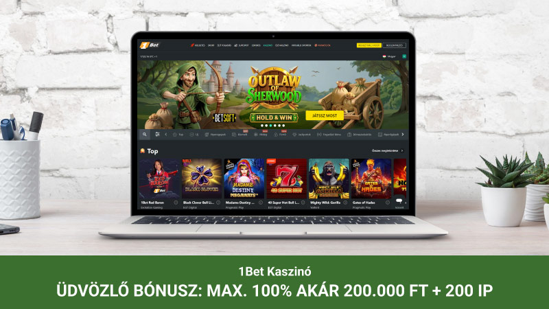 1Bet Kaszinó a notebook képernyőjén
