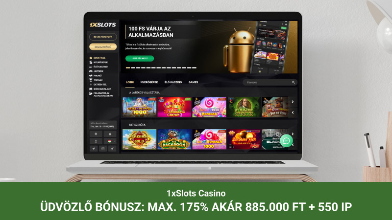 1Bet Kaszinó a notebook képernyőjén
