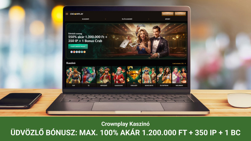 Crownplay Casino a notebook képernyőjén