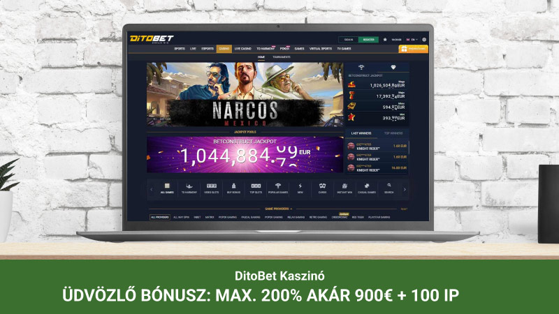DitoBet Kaszinó a notebook képernyőjén