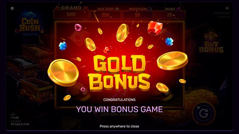 Coin Rush aranybonusz
