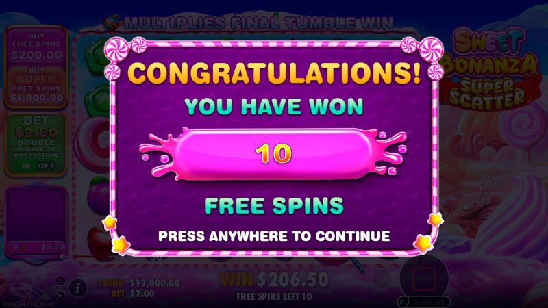 Sweet Bonanza Super Scatter ingyenes pörgetések